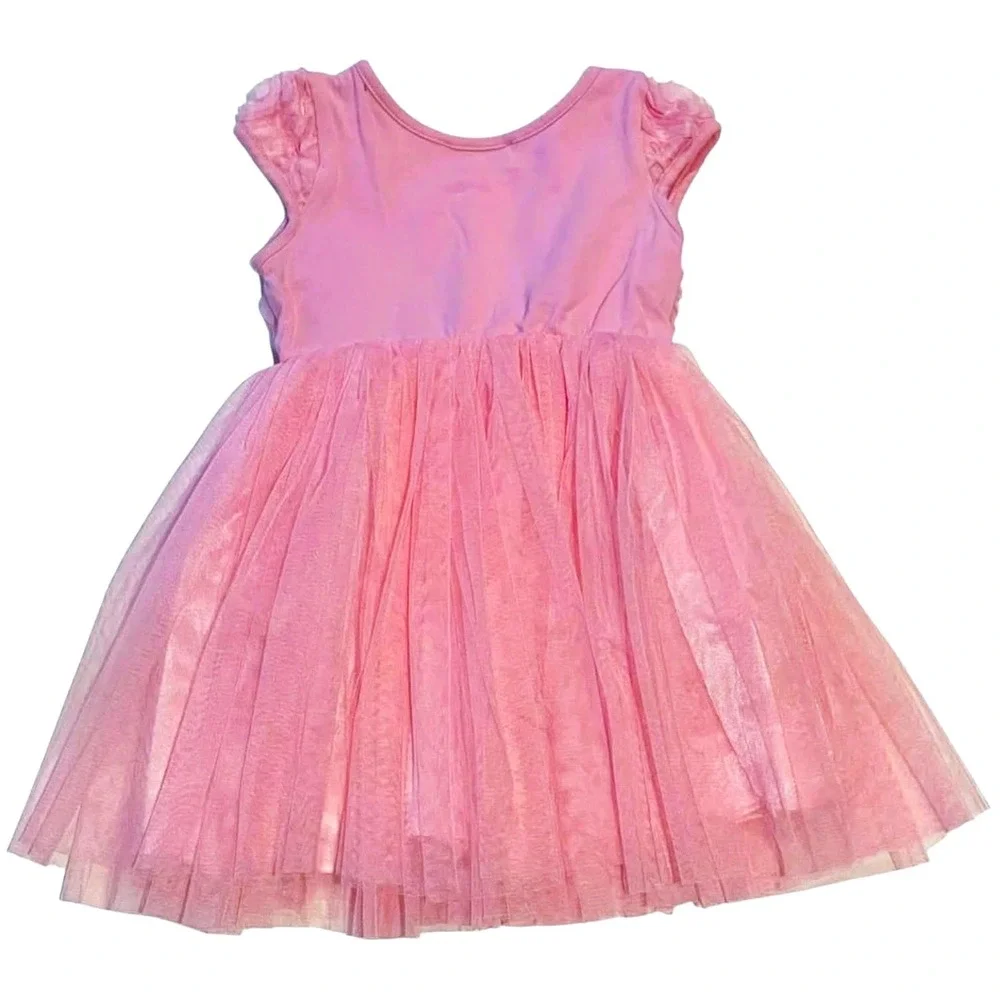 EUC Popatu Girls Size 3T Pink Roses Sleeveless Valentine Party Dress